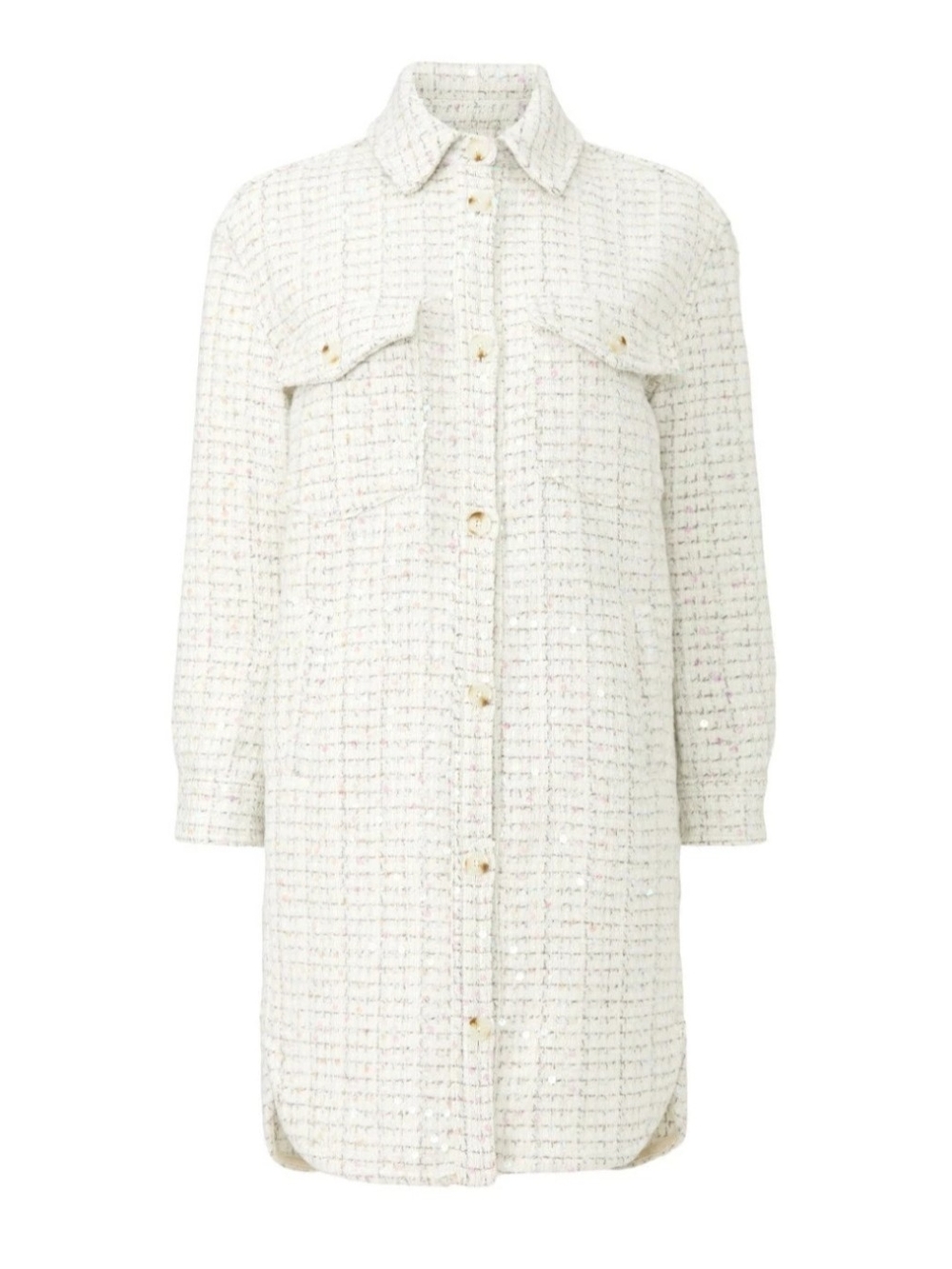 BLANKNYC Grand Coat Jacket Women's White Sequin Long Sleeve M Holiday Winter